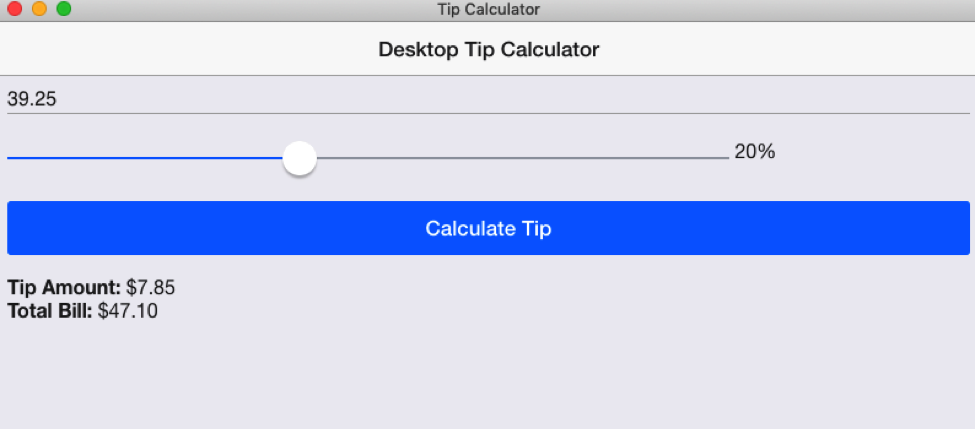 Here is the completed desktop tip calculator