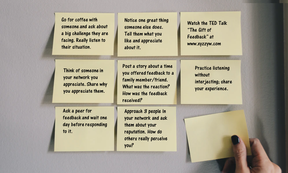 Example of tasks for a learning campaign with the goal of helping managers develop a habit of giving feedback