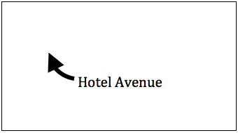 arrow in a box with header Hotel Avenue