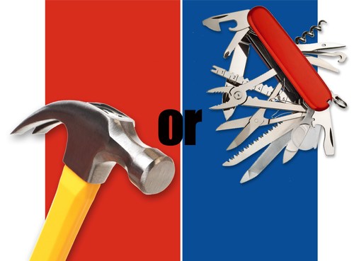 images of a hammer, and a multitool
