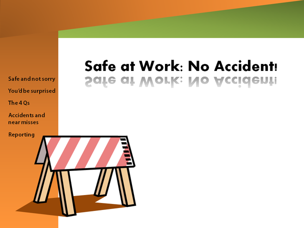 Safe at work with construction warning