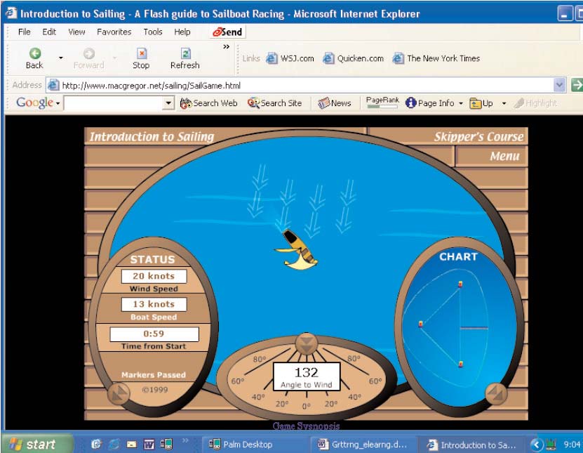 virtual sailors navigation panel with compasses and other sailing guages