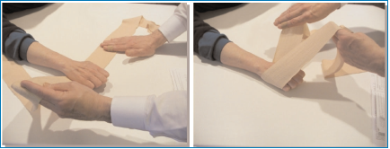 2 stills from a video about bandaging hands