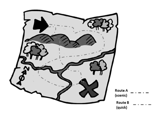 grayscale diagram treasure map