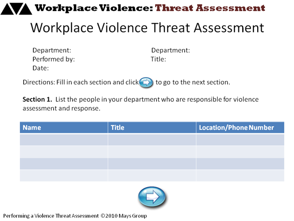 Screenshot – Complete threat assessment form