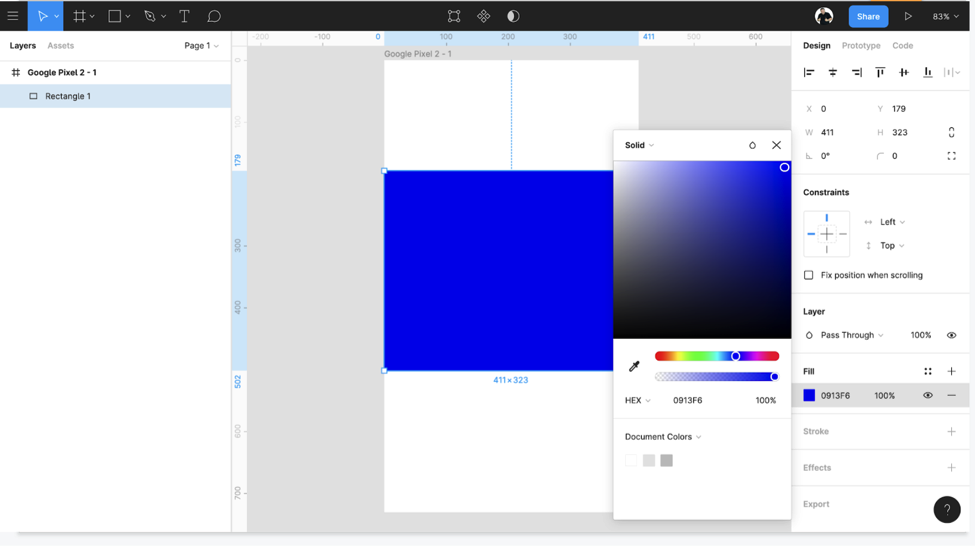 Use the color controls to select a fill color