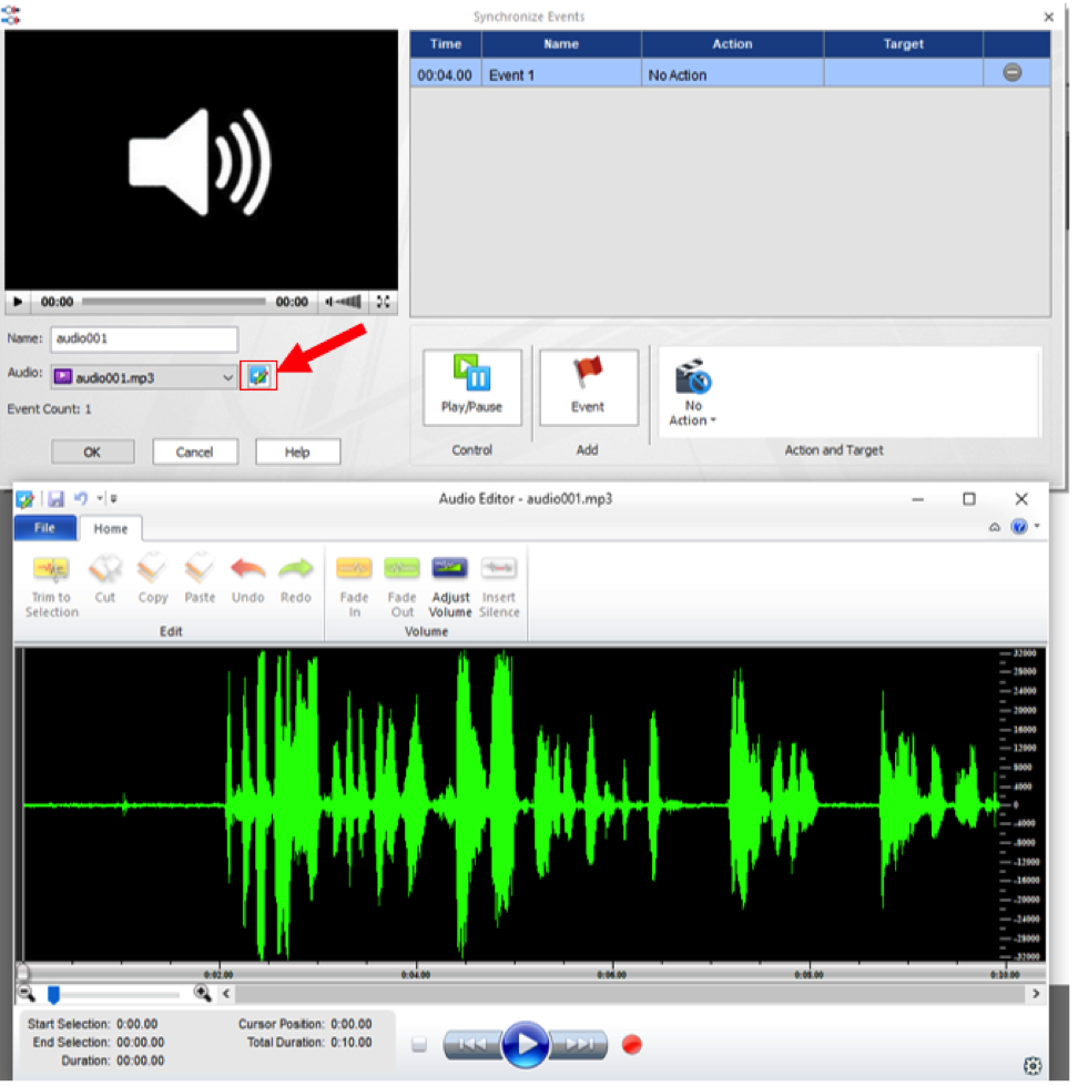 See the waveform while synchronizing events to audio