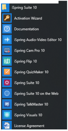 The iSpring Suite 10 applications