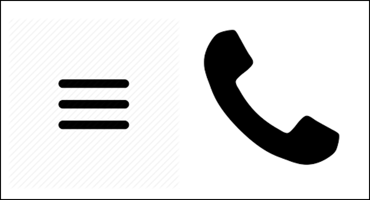 The three-line hamburger icon and a telephone icon are common affordances in digital content