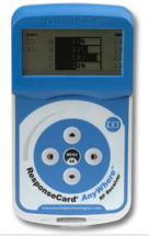 a responsder clicker has n-s-e-w navigation button and black and white simple results interface