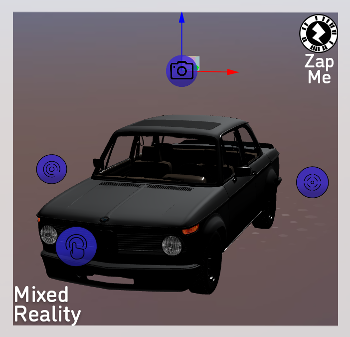 Place this car on a flat surface and interact with any or all of the marked interaction points