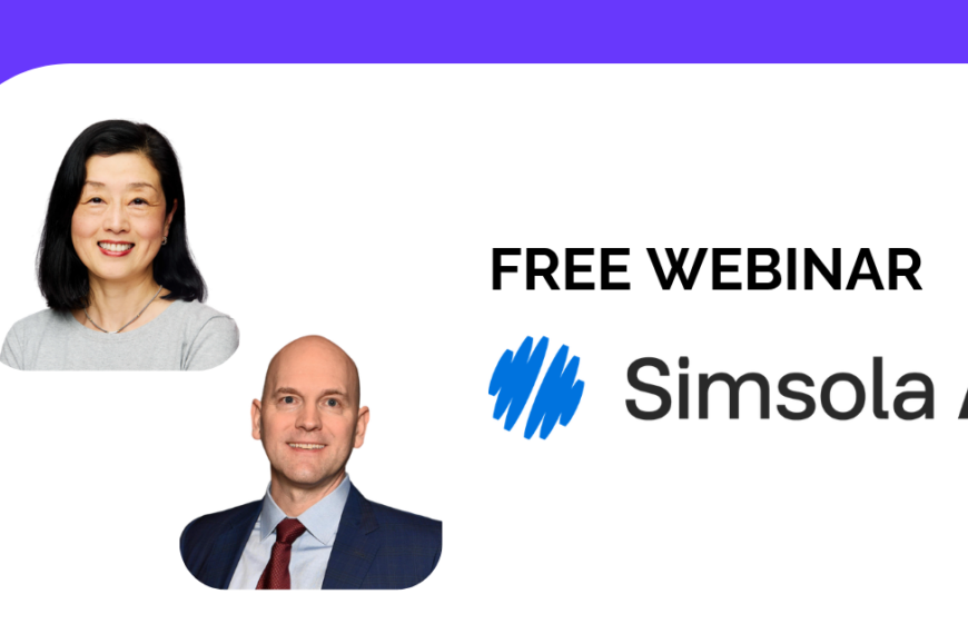 free webinar with simsola AI logo, headshots of speakers
