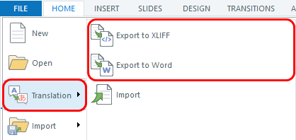 Screenshot of the export panel.