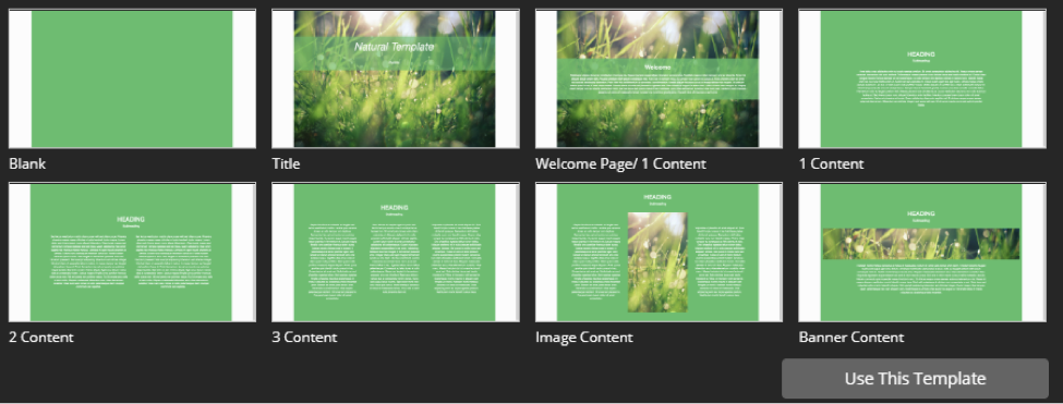 The Natural template layouts