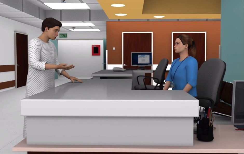 3-D characters are animated replicating the human body movements