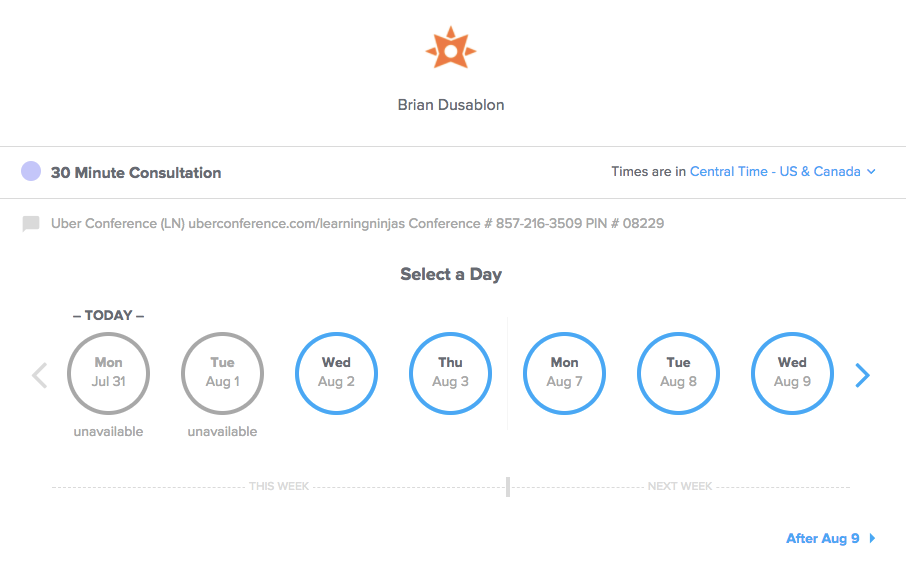 Calendly has a simple interface