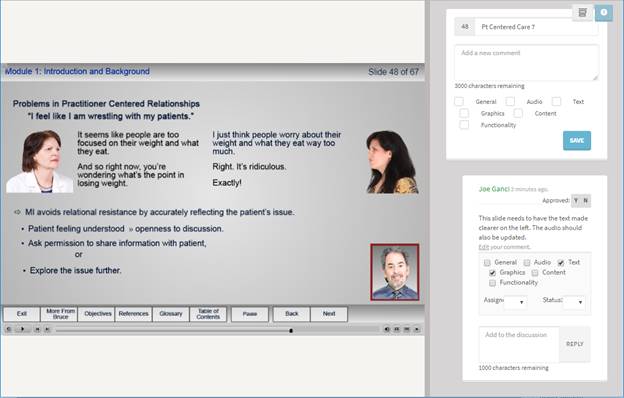Acting on eLearning review comments