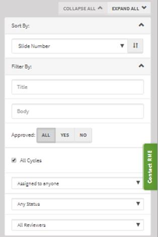 Options to filter the All Comments list