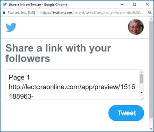 The tweet option in Lectora.