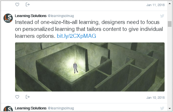 A live web object in an eLearning course.