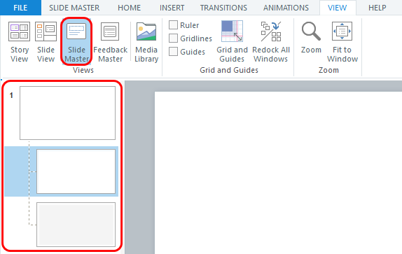 Screenshot of the slide master organization dialog box.