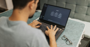Person at a computer using ChatGPT