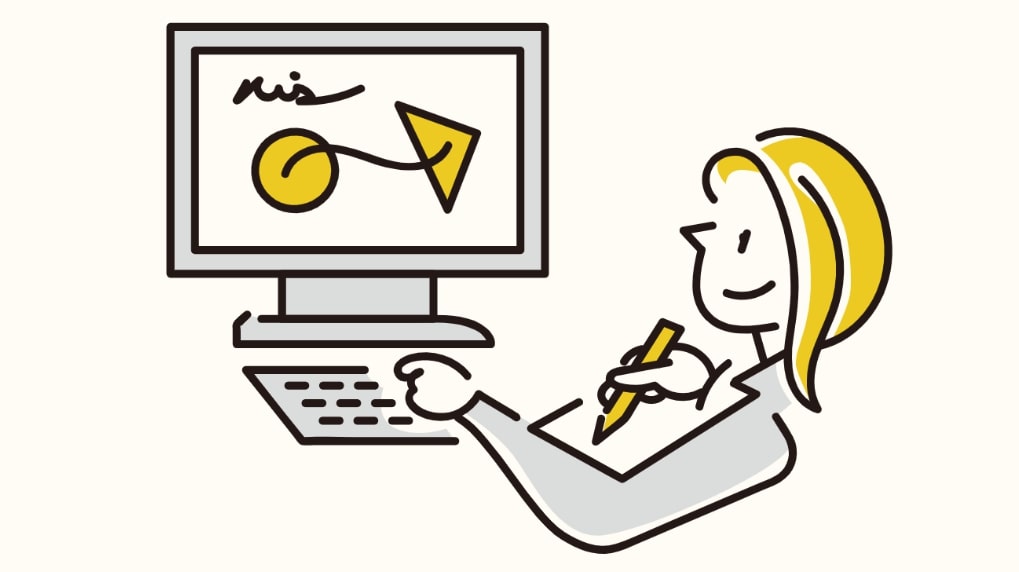 Image of a person creating a graphic on a computer