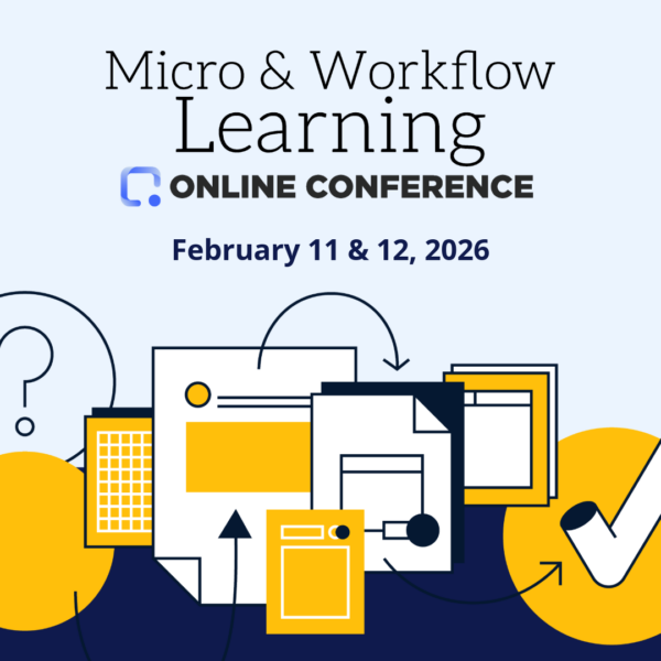 Micro & Workflow Learning Online Conference Logo with cartoon image of a workflow